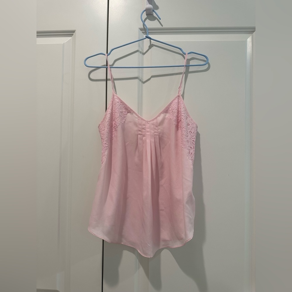 Aritzia Talula Flowy Tank Top | Pastel Pink with Lace Details